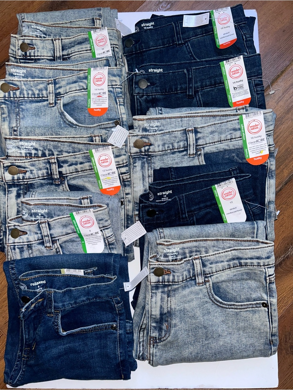 wonder nation Kids Straight Jeans - Light Wash & Dark Indigo Mix $10 each pair.